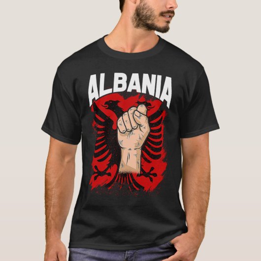 Kosovo Albania  Tirana Flag Double Eagle T-Shirt (Vorderseite)