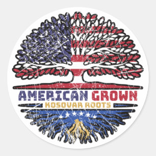 kosovo-amerikanische Tree-Roots-Flag Runder Aufkleber
