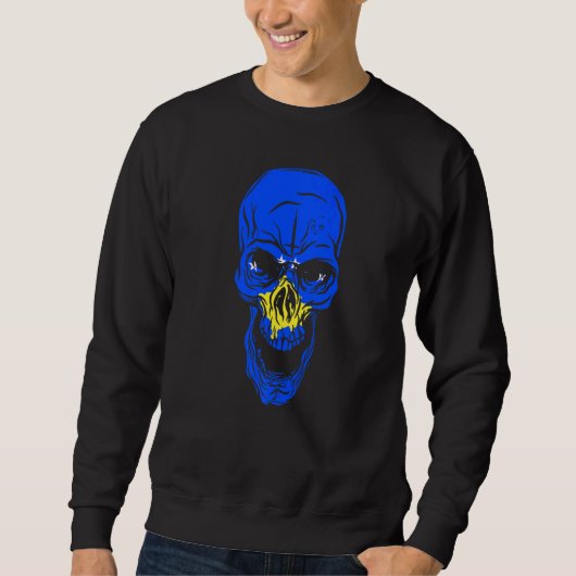 Kosovo Flag Colours Skull Sweatshirt (Vorderseite)