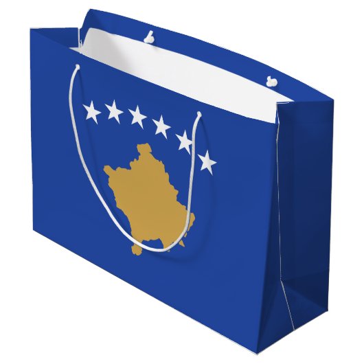 Kosovo-Flagge Große Geschenktüte (Rückseite Schrägansicht)