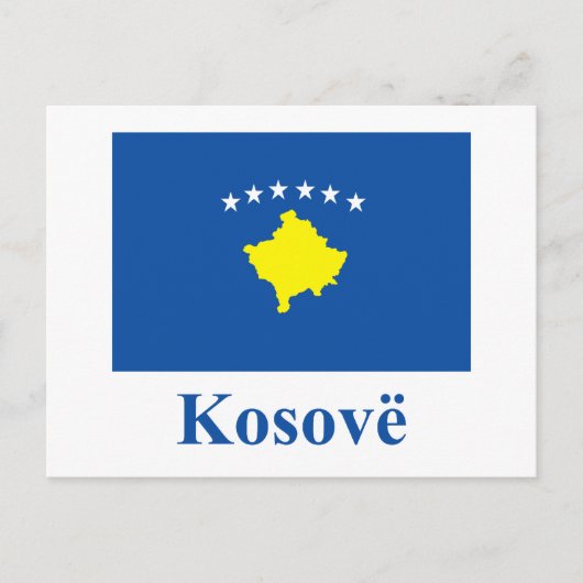 Kosovo-Flagge mit Name in albanischer Sprache Postkarte (Vorderseite)