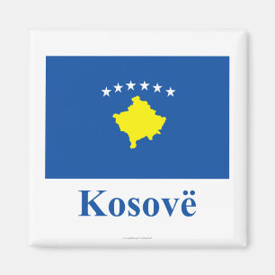 Kosovo-Flagge mit Namen auf Albaner Magnet