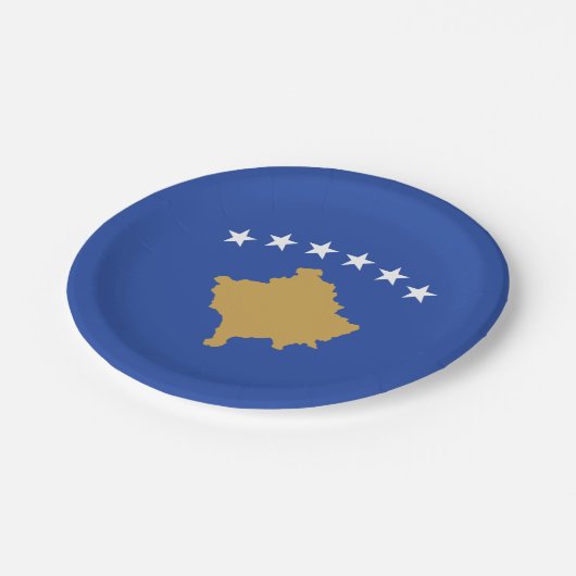 Kosovo-Flagge Pappteller (Schrägansicht)