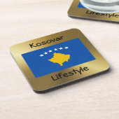 Kosovo-Flagge+Text-Untersetzer Untersetzer (Linke Seite)