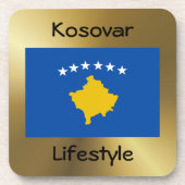Kosovo-Flagge+Text-Untersetzer Untersetzer (Vorderseite)