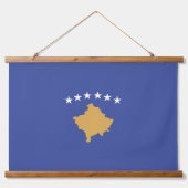 Kosovo-Flagge Wandteppich Mit Holzrahmen (Vorderseite)