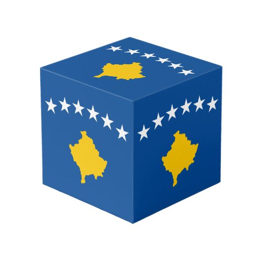 Kosovo-Flagge Würfel (Vorderseite Schrägansicht)