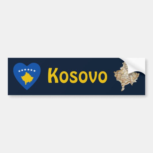 Kosovo-Flaggen-Herz + Karten-Autoaufkleber Autoaufkleber (Vorne)