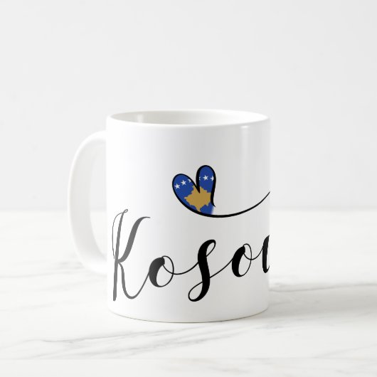 Kosovo-Flaggenherz, I Liebe Kosovo, Kosovo Kaffeetasse (Vorderseite Links)