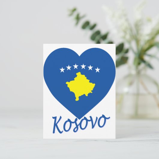 Kosovo-Flaggenherz Postkarte (Stehend Vorderseite)