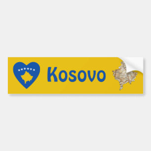 Kosovo-Flaggenschwerpunkt + Karte Autoaufkleber