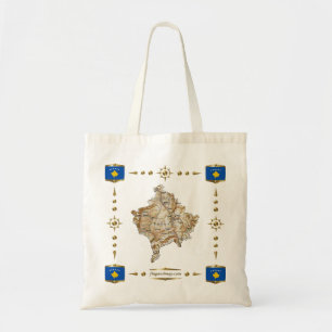 Kosovo-Karte + Flaggen-Tasche Tragetasche
