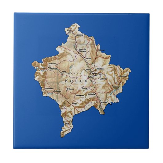 Kosovo-Karten-Fliese Fliese (Vorderseite)