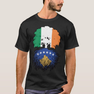 Kosovo Kosovar Irish Ireland Tree Roots Flag T-Shirt