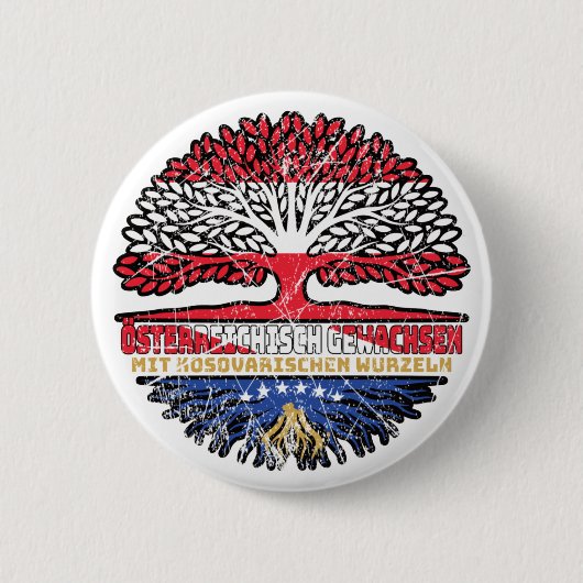Kosovo Kosovarisch Österreichisch Österreich Baum Button (Vorderseite)