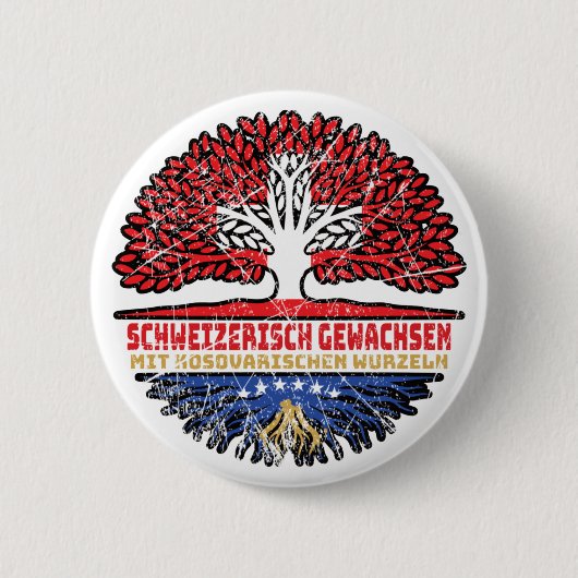 Kosovo Kosovarisch Schweizer Schweiz Baum Wurzel Button (Vorderseite)