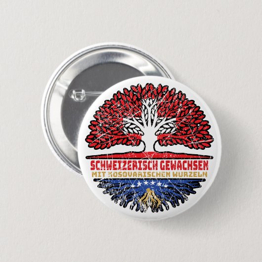 Kosovo Kosovarisch Schweizer Schweiz Baum Wurzel Button (Vorne & Hinten)