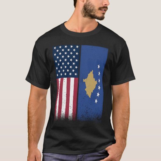 Kosovo  Kosovo American Flags Proud USA Kosovo T-Shirt (Vorderseite)