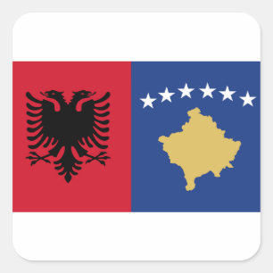 Kosovo- und Albanienaufkleber Quadratischer Aufkleber