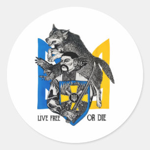Kossaken-Krieger Ukraine-Flagge 'Lieber frei leben Runder Aufkleber