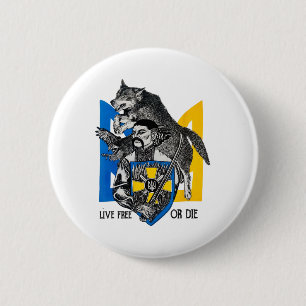 Kossaken-Krieger Ukraine-Flagge 'Lieber frei sterb Button