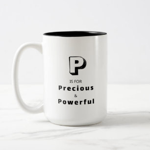 Kostbar und Mächtig P - Personalisierter Luxus Zweifarbige Tasse