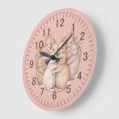 Kostbare Bunnies in einer gemütlichen, pastellfarb Große Wanduhr (Winkel)