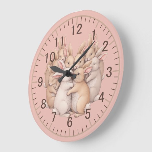 Kostbare Bunnies in einer gemütlichen, pastellfarb Große Wanduhr (Winkel)