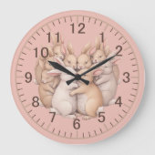 Kostbare Bunnies in einer gemütlichen, pastellfarb Große Wanduhr (Vorderseite)