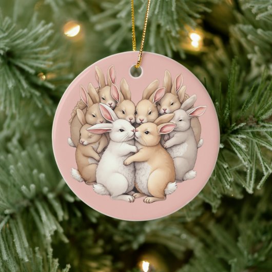 Kostbare Bunnies in einer gemütlichen, pastellfarb Keramik Ornament (Baum)