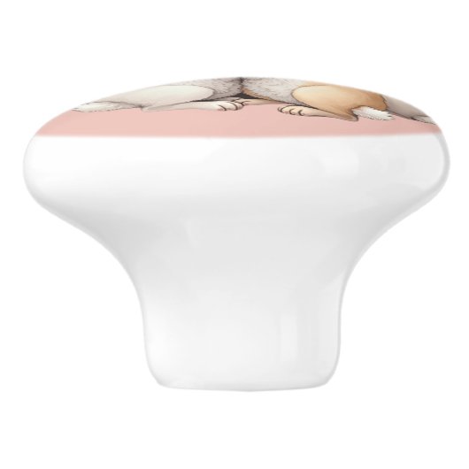 Kostbare Bunnies in einer gemütlichen, pastellfarb Keramikknauf (Seitenansicht)