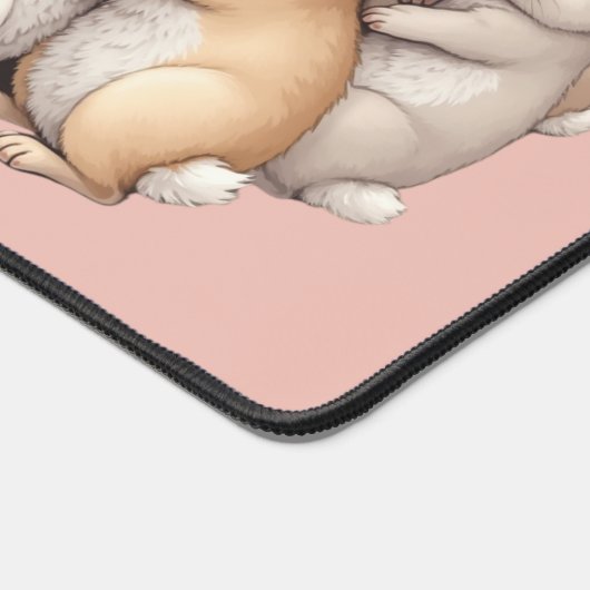 Kostbare Bunnies in einer gemütlichen, pastellfarb Schreibtischunterlage (Ecke)