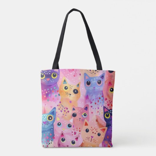 Kostbare bunte Katzentuppe | Whimsical Feline Tasche (Rückseite)