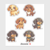 Kostbare Dackel Cartoon Dog Sticker Art (Blatt)