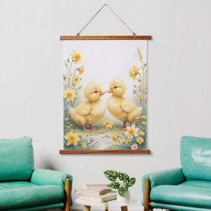 Kostbare Ducklings-Wanddekoration Wandteppich Mit Holzrahmen