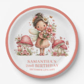 Kostbare Fee 8. Geburtstag Rosa Blumen Papier Pappteller (Vorderseite)