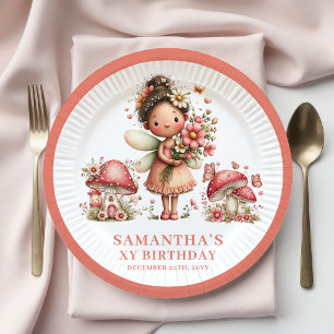 Kostbare Fee 8. Geburtstag Rosa Blumen Papier Pappteller
