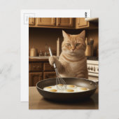 Kostbare Ingwer Cat Kocheier zum Frühstück Postkarte (Vorne/Hinten)