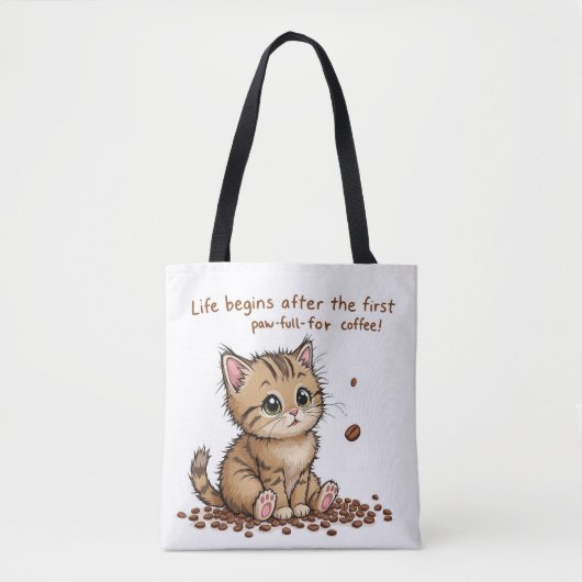 Kostbare Kaffee-liebende Kitten Tote Tasche (Vorderseite)
