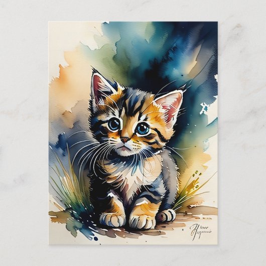 Kostbare Kätzchenmalerei Postkarte (Vorderseite)