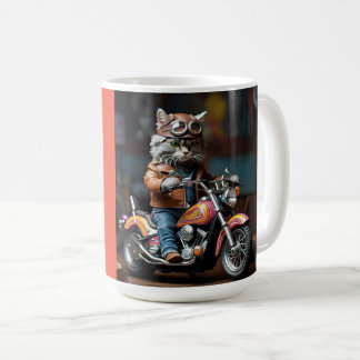 Kostbare Katze auf Motorrad-Kaffee-Tasse Kaffeetasse