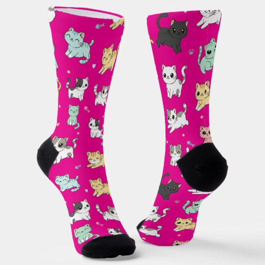 Kostbare Kawaii Cats Muster Socken (Gewinkelt)