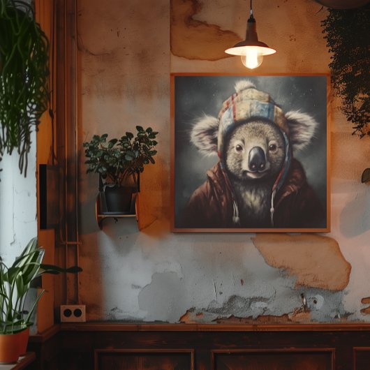 Kostbare Koala mit niedlichem Winterhut Poster