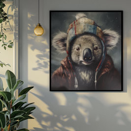 Kostbare Koala mit niedlichem Winterhut Poster