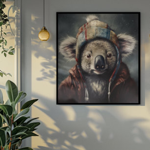Kostbare Koala mit niedlichem Winterhut Poster