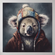 Kostbare Koala mit niedlichem Winterhut