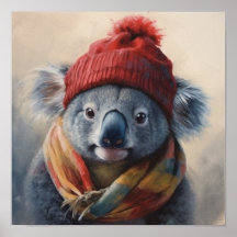 Kostbare Koala mit niedlichem Winterhut