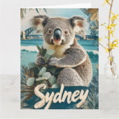 Kostbare Koala mit Sydney Harbour Bridge Karte (Gelbe Blume)
