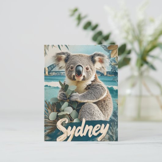 Kostbare Koala mit Sydney Harbour Bridge Postkarte (Stehend Vorderseite)