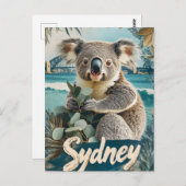 Kostbare Koala mit Sydney Harbour Bridge Postkarte (Vorne/Hinten)